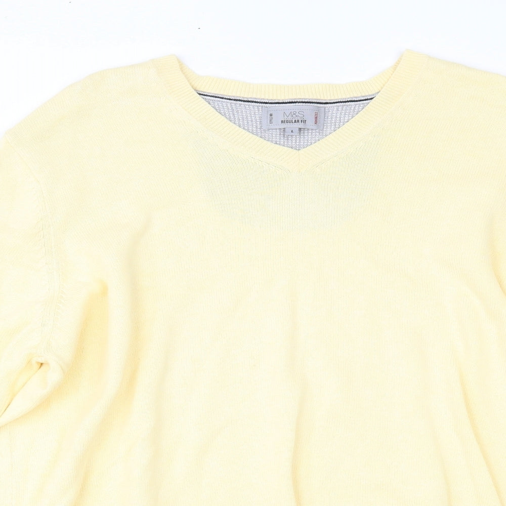 Marks and Spencer Mens Yellow   Pullover Jumper Size L