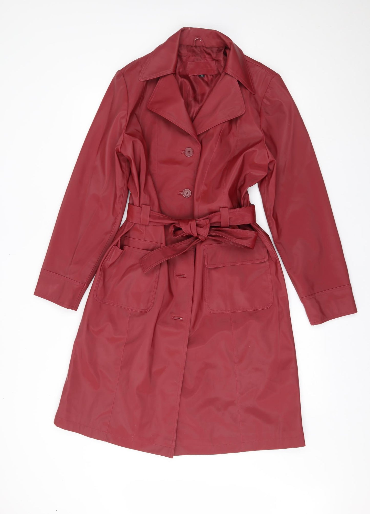 Preworn Womens Red   Trench Coat Coat Size 16