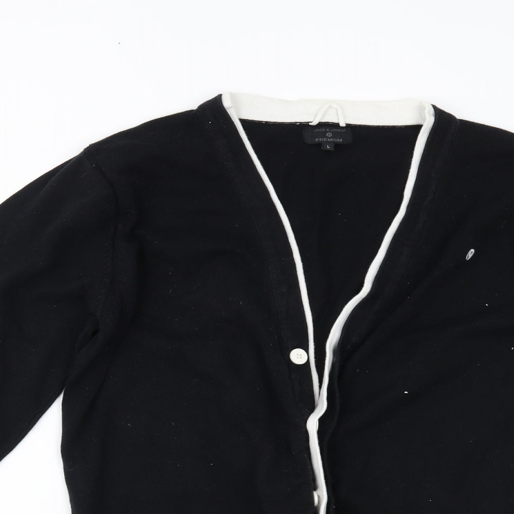 JACK & JONES Mens Black   Cardigan Jumper Size L