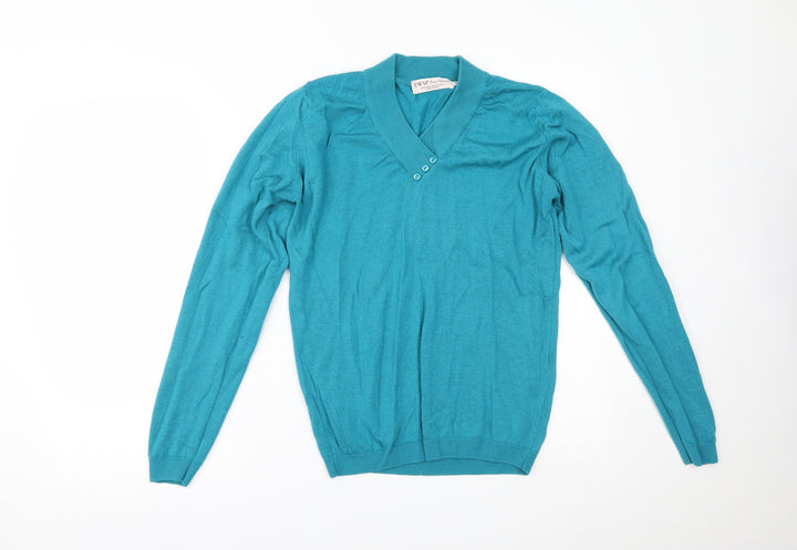 EWM Womens Blue Basic Blouse Size S