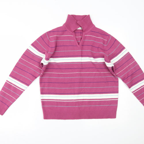 EWM Womens Pink Striped  Basic Polo Size M