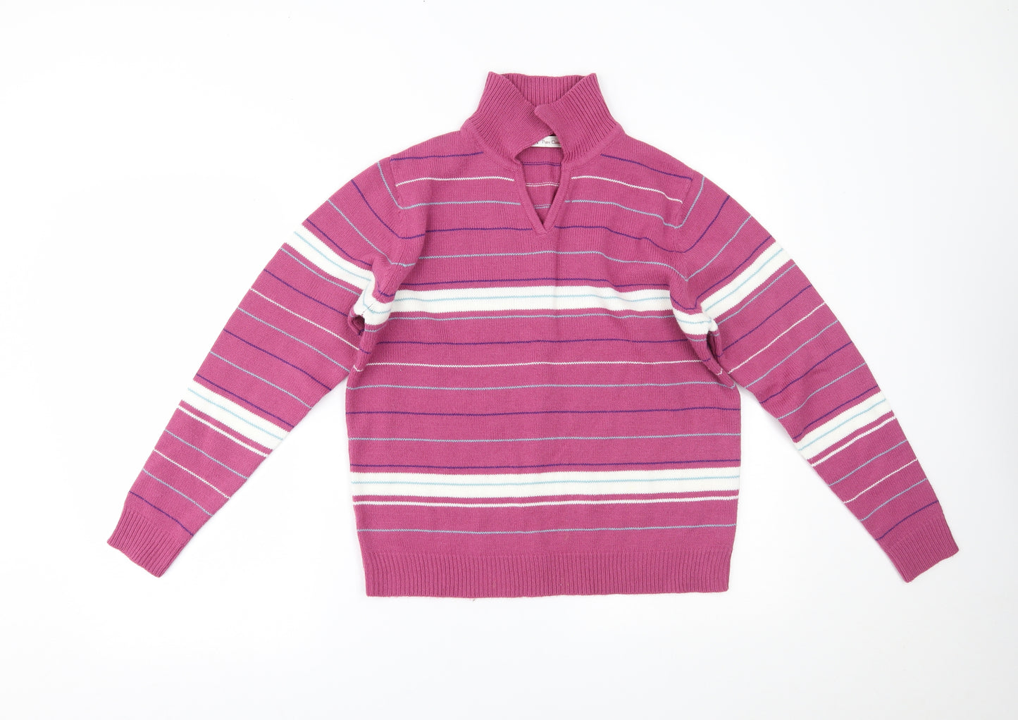 EWM Womens Pink Striped  Basic Polo Size M