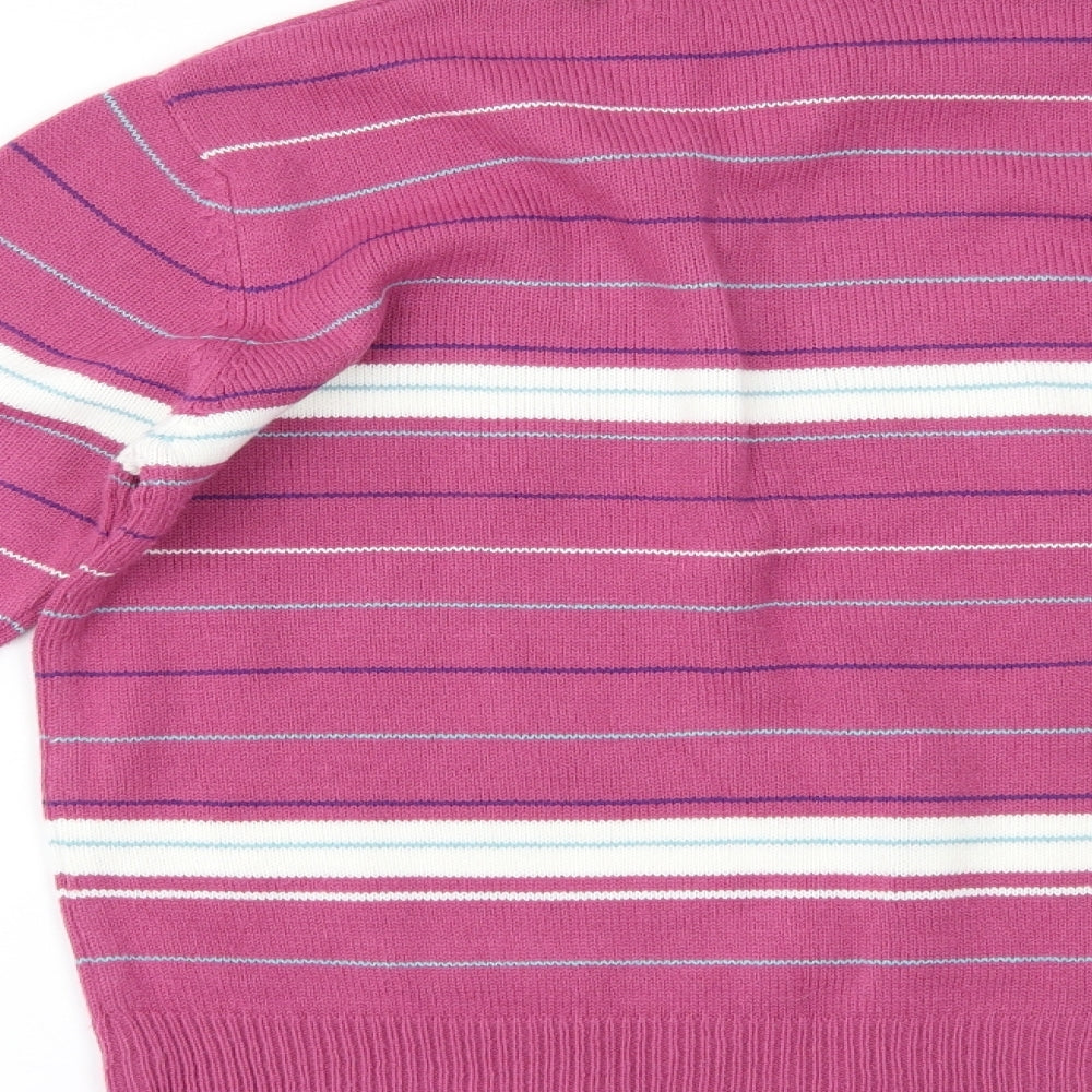 EWM Womens Pink Striped  Basic Polo Size M