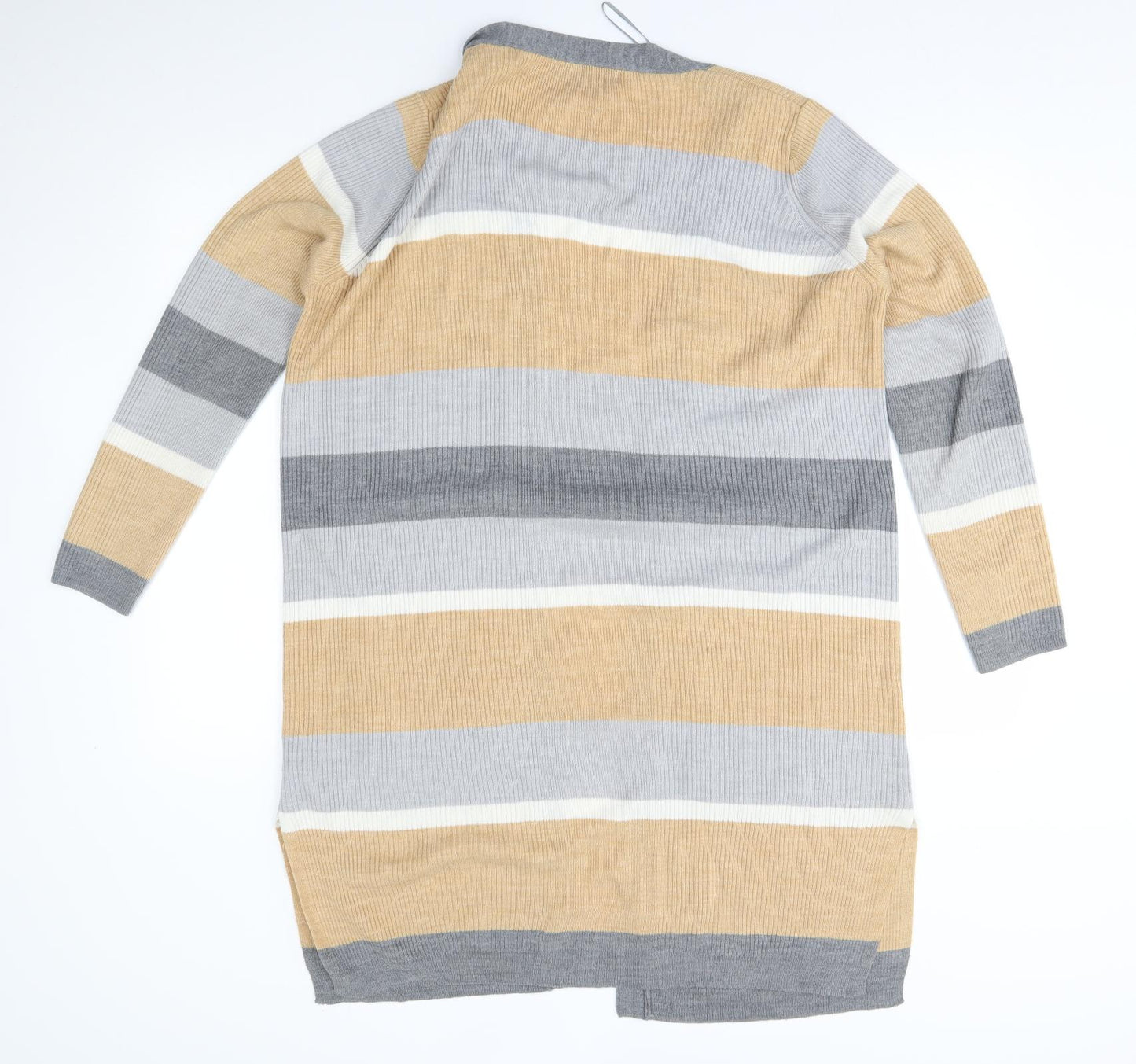 M&S Womens Beige Striped  Cardigan Jumper Size L