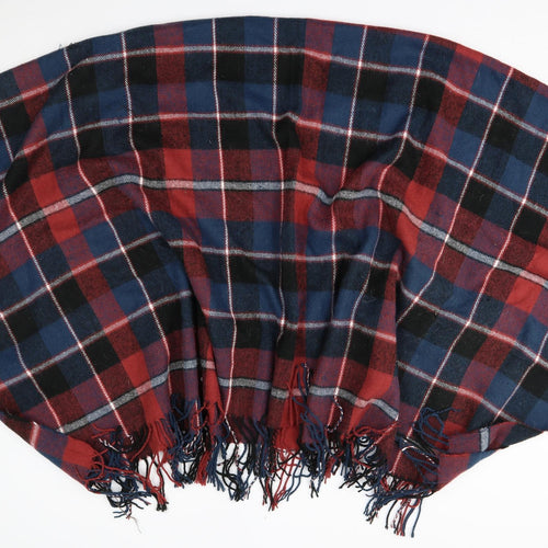 Preworn Womens Red Plaid  Cape Jumper One Size