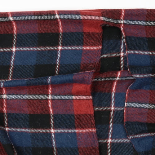 Preworn Womens Red Plaid  Cape Jumper One Size