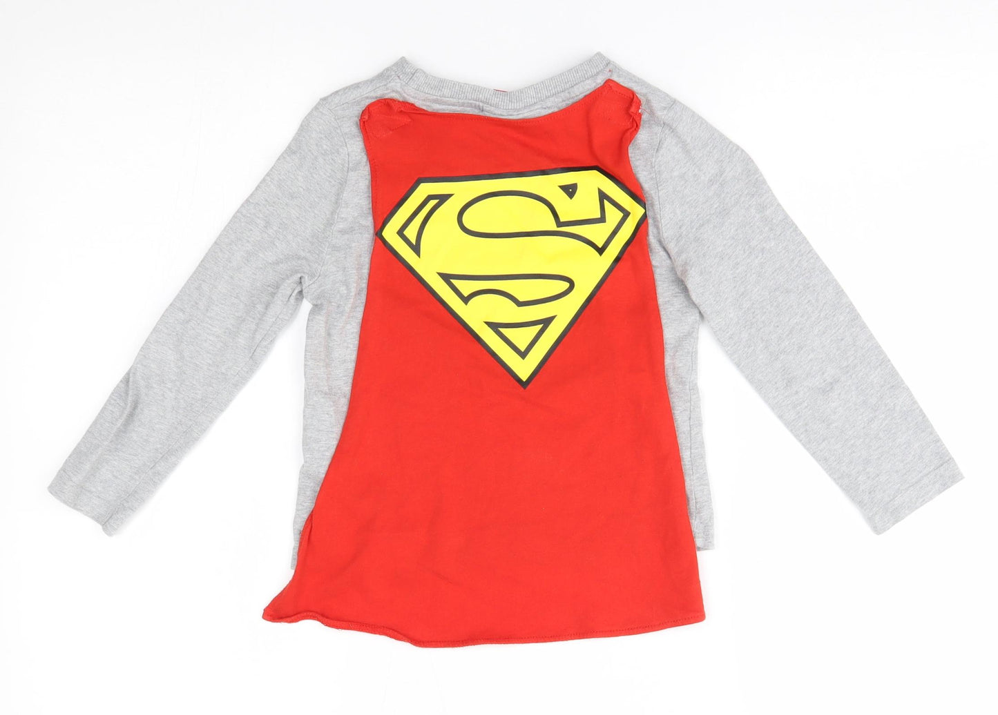 Superman Boys Grey   Basic T-Shirt Size 5-6 Years  - superman with cape