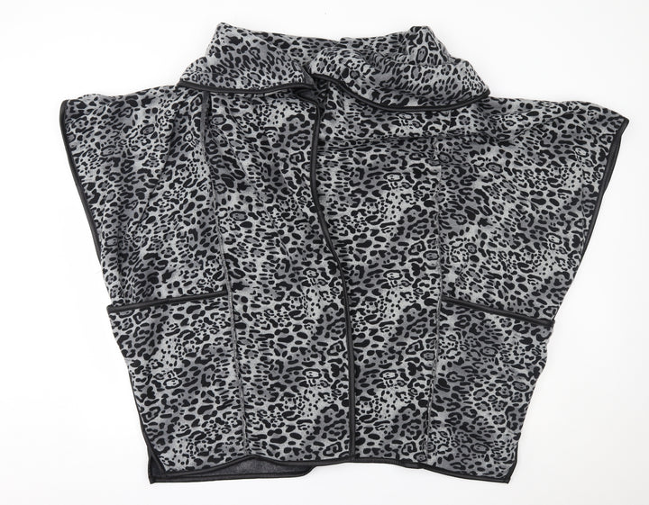 Maya Womens Grey Animal Print   Coatigan One Size  - sleeveless