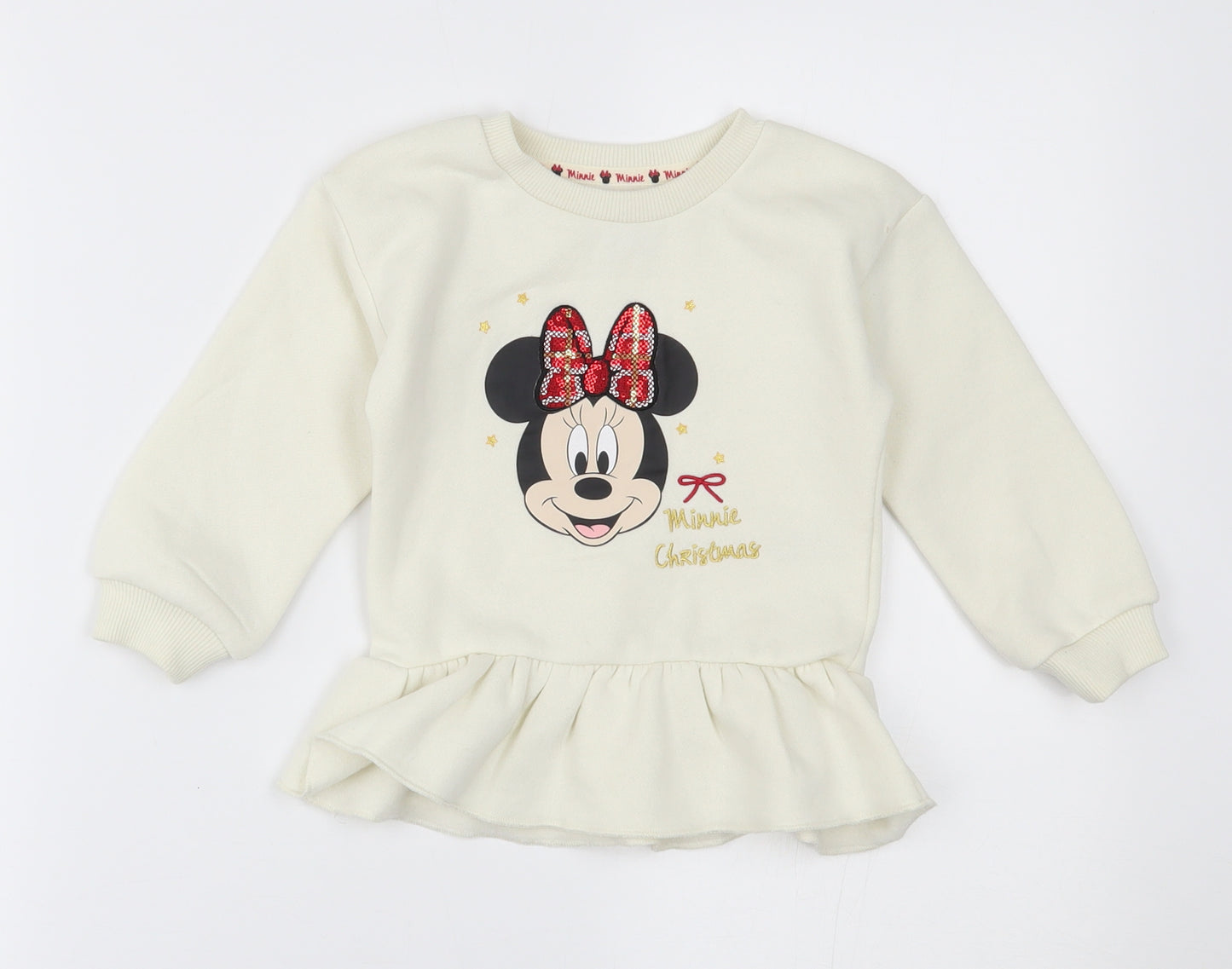 Primark Girls Ivory   Pullover Jumper Size 2-3 Years  - Disney minnie mouse