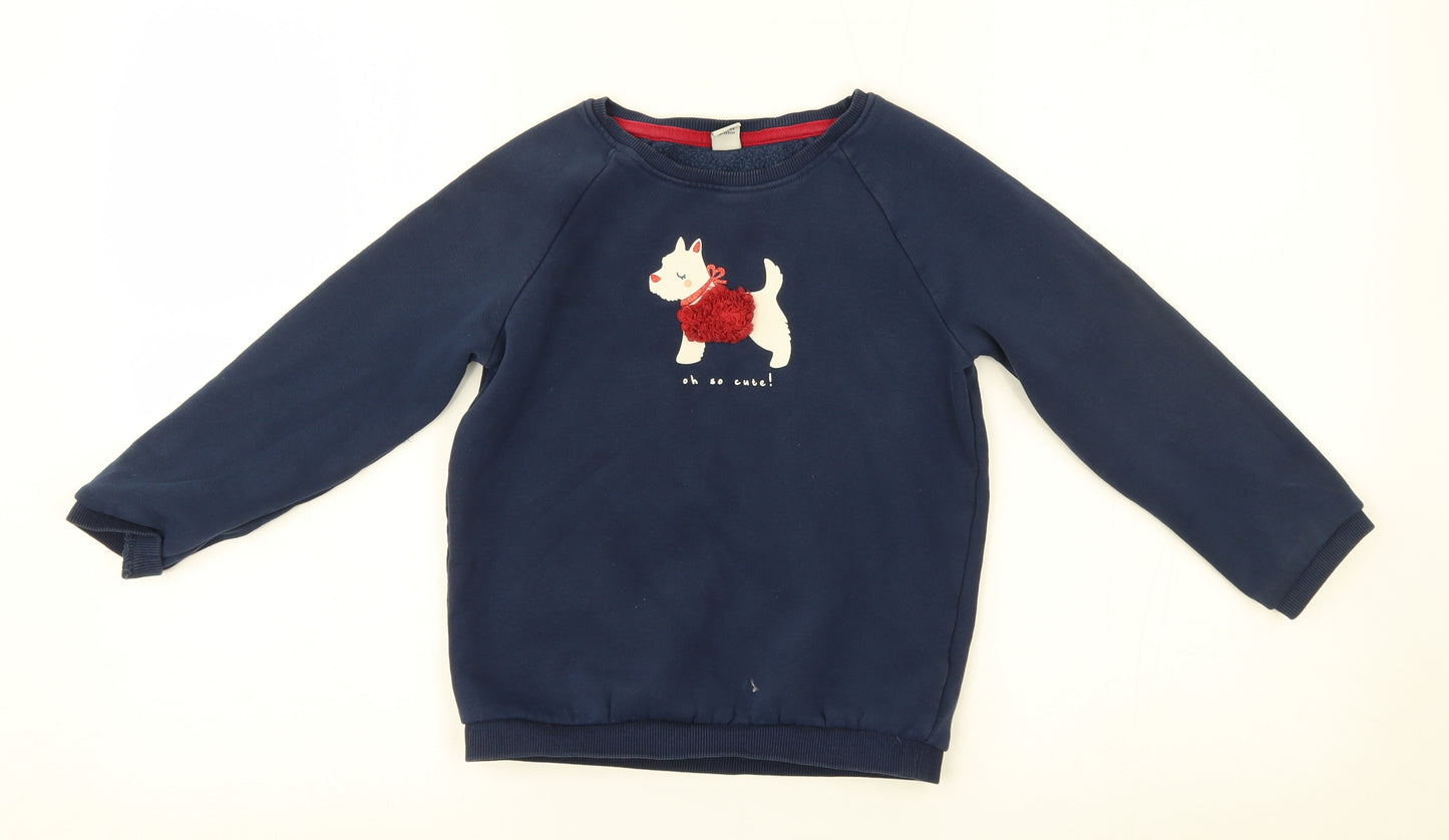 TU Girls Blue   Pullover Jumper Size 6-7 Years  - dog