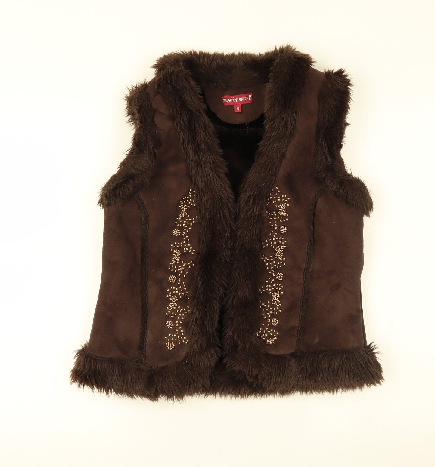 Beauty angel Womens Brown   Gilet Jacket Size 12