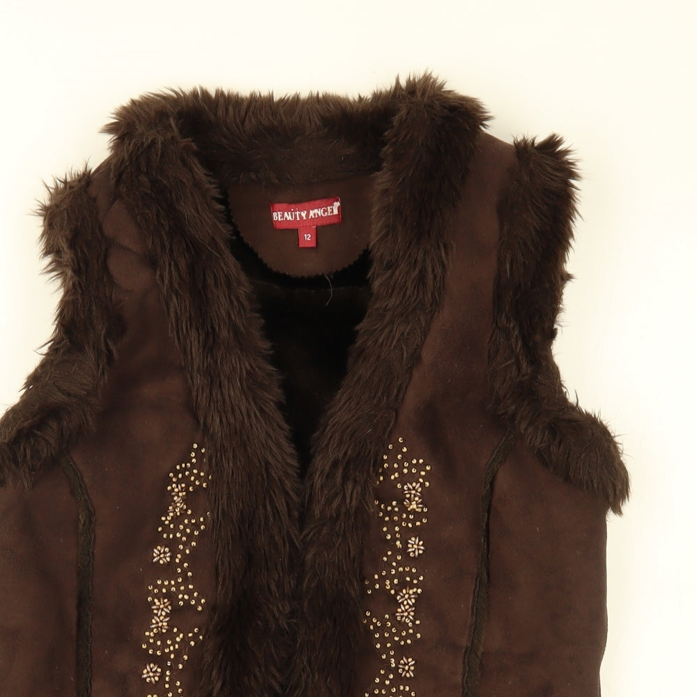 Beauty angel Womens Brown   Gilet Jacket Size 12