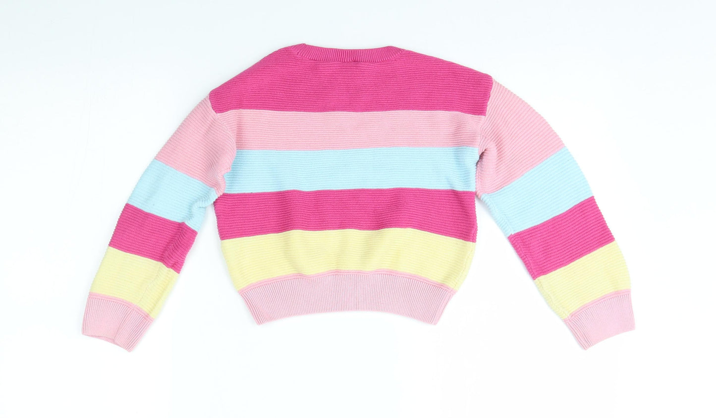 TU Girls Pink Striped  Pullover Jumper Size 7 Years