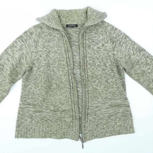 ALEKARA Womens Green   Full Zip Jumper Size L