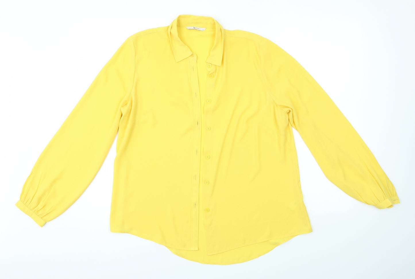 TU Womens Yellow   Basic Button-Up Size 14