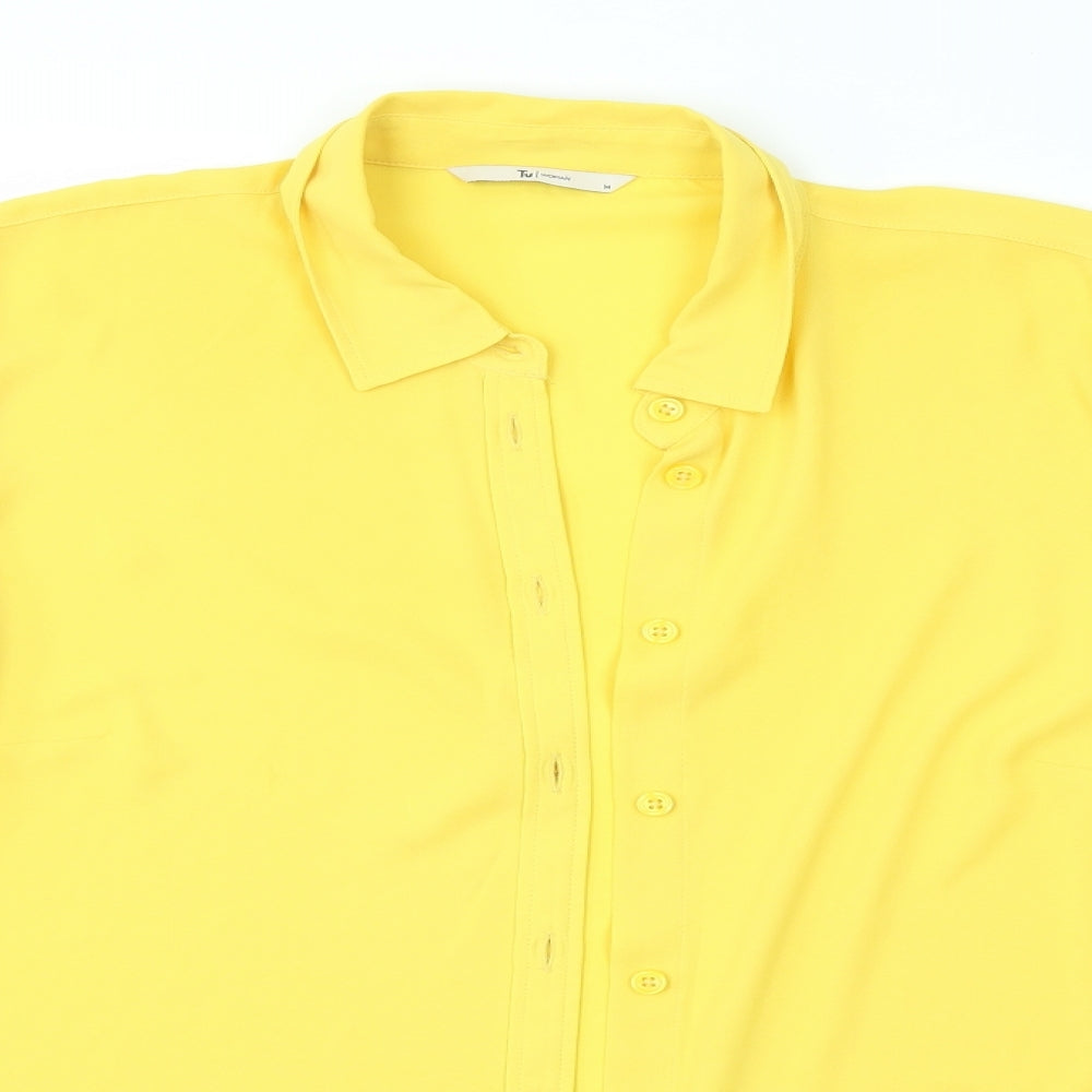 TU Womens Yellow   Basic Button-Up Size 14