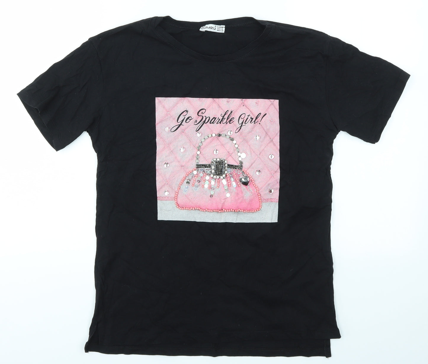 QUMRU Womens Black   Basic T-Shirt Size M