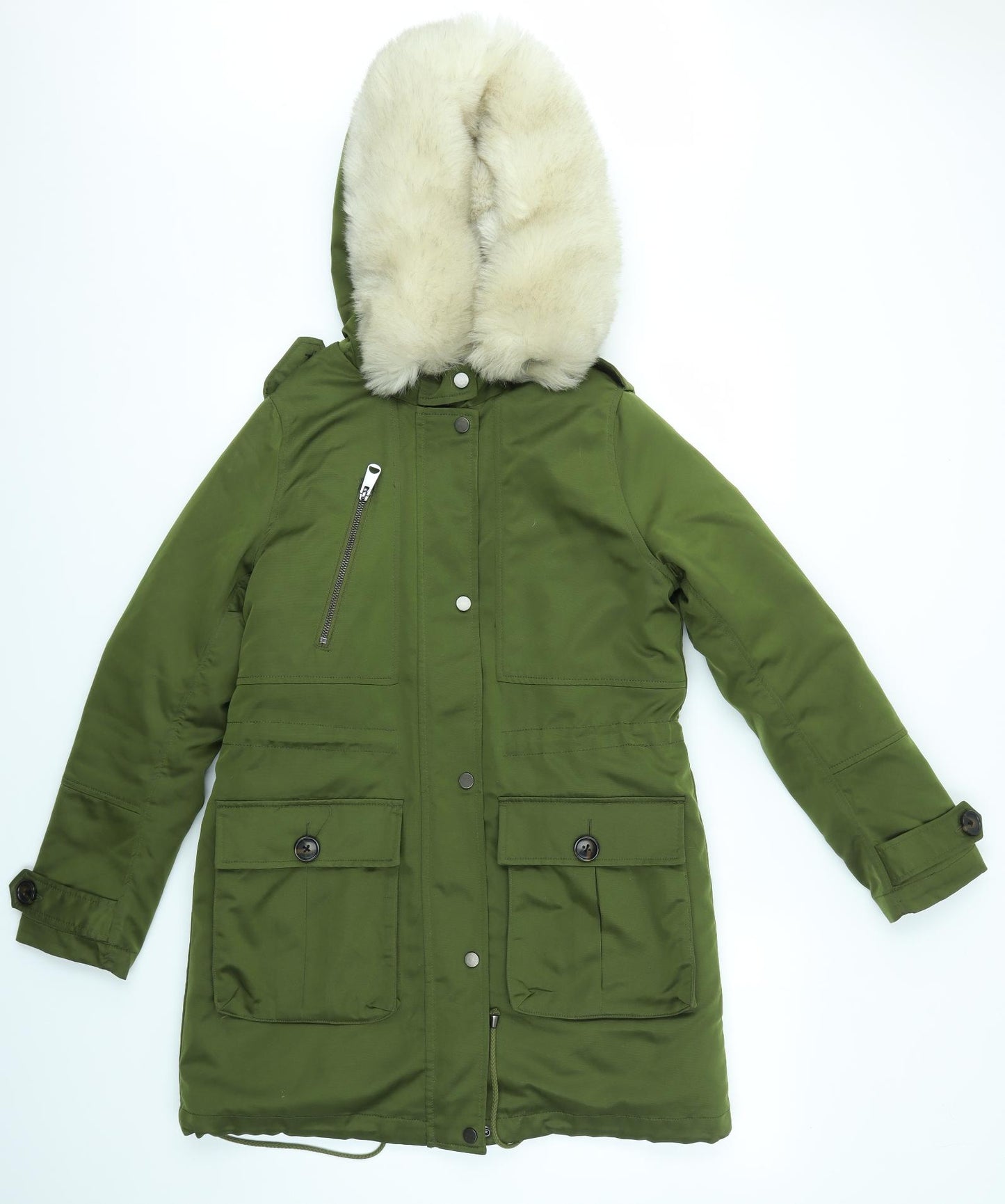 Topshop Womens Green   Overcoat Coat Size 8