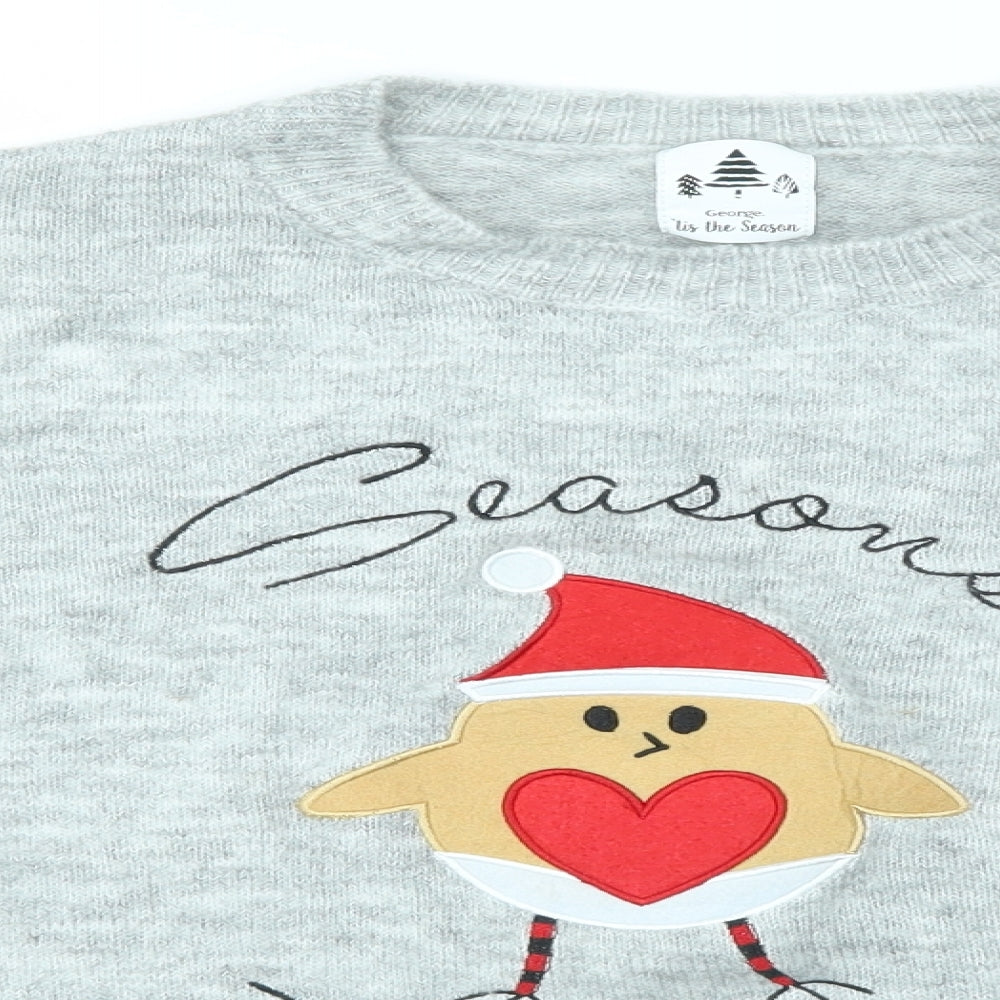 George Womens Grey   Pullover Jumper Size S  - festive christmas