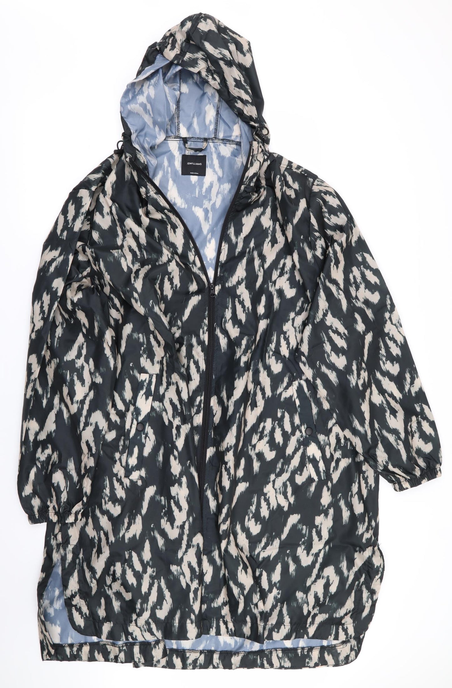 J D Williams Womens Black Animal Print  Rain Coat Coat Size 28  - Pack Away Coat