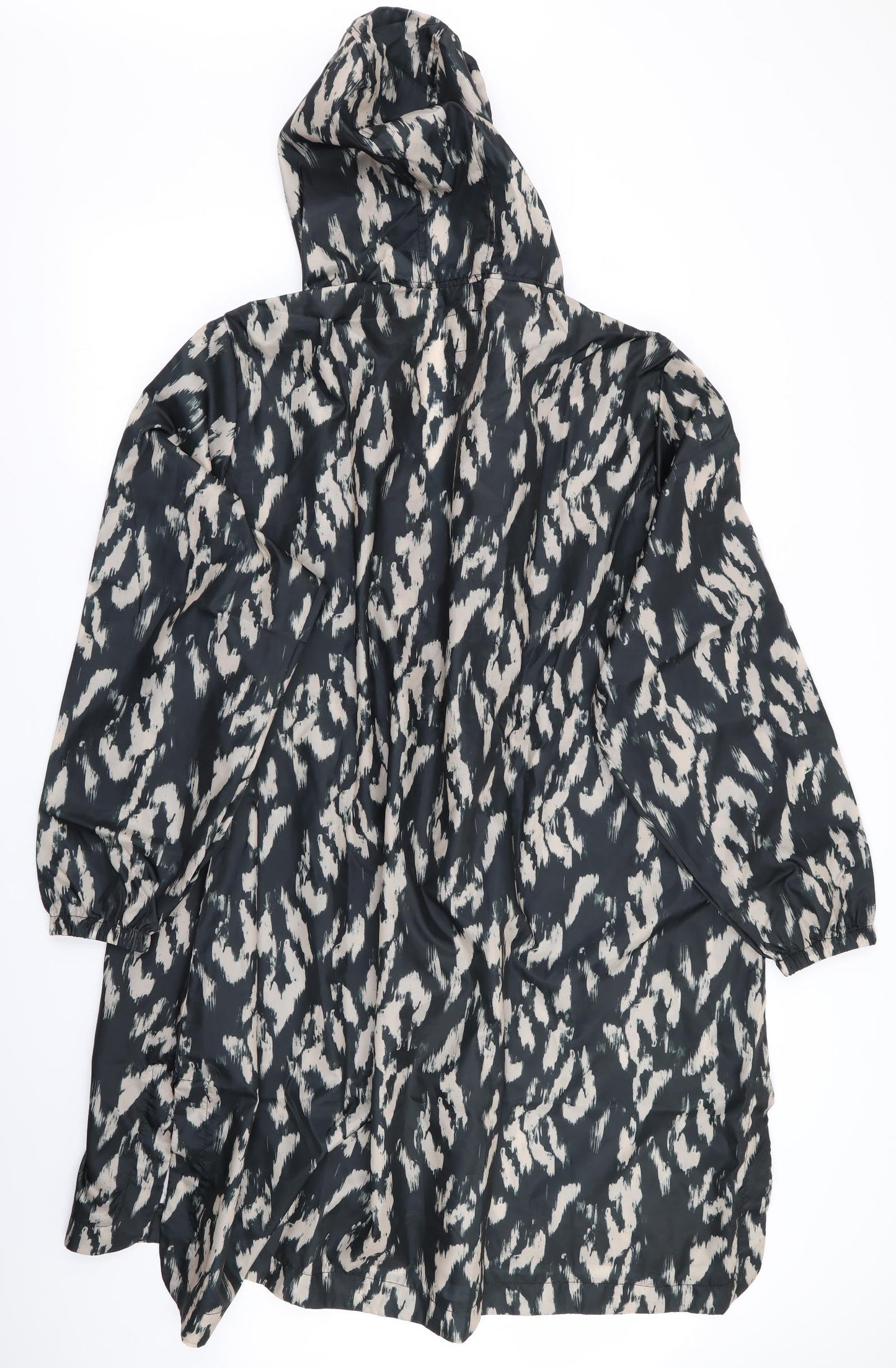 J D Williams Womens Black Animal Print  Rain Coat Coat Size 28  - Pack Away Coat