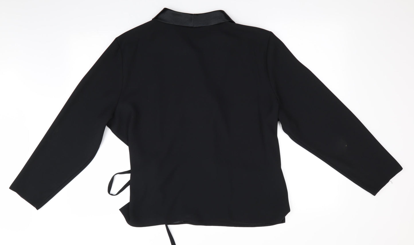 Preworn Womens Black   Wrap Blouse Size 20  - Wrap Blouse - Satin Look Collard