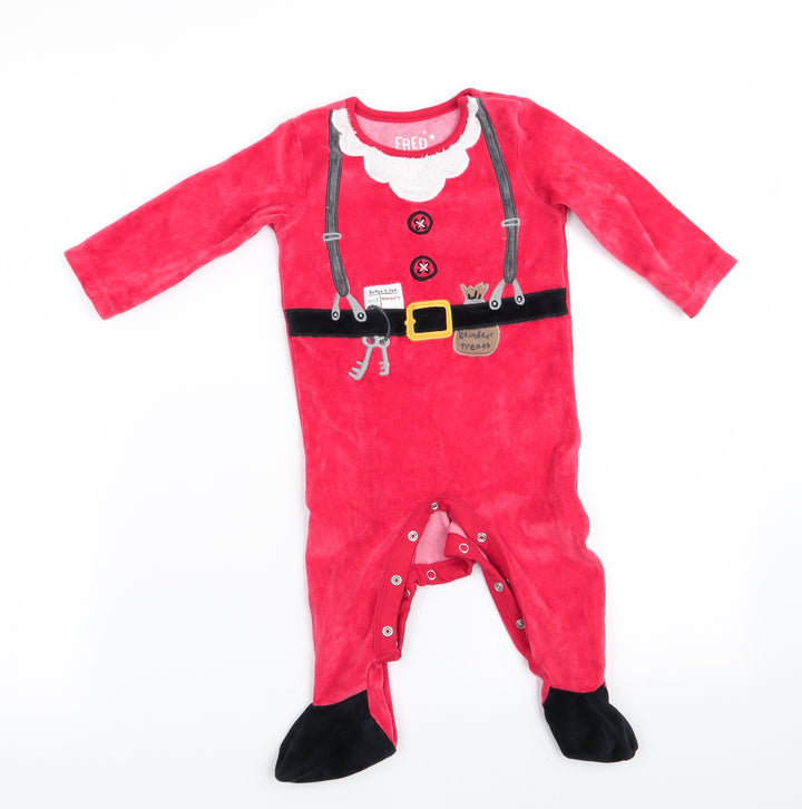 Fred & Flo Boys Red Solid One Piece Size 6-9 Months - Father Christmas