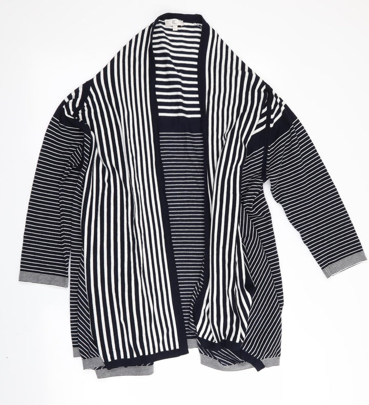 CC Womens Blue Striped Cardigan Jumper Size L - Waterfall Cardigan