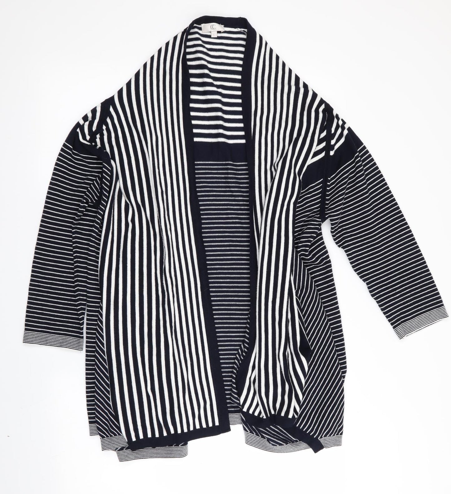 CC Womens Blue Striped  Cardigan Jumper Size L  - Waterfall Cardigan