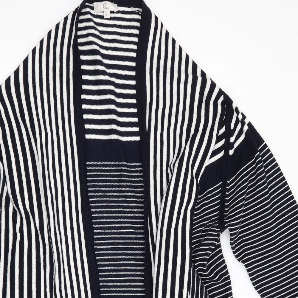 CC Womens Blue Striped  Cardigan Jumper Size L  - Waterfall Cardigan