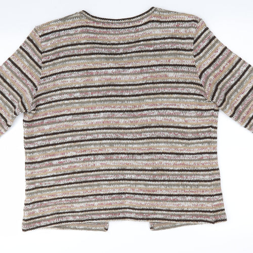 Per Una Womens Green Striped  Cardigan Jumper Size M