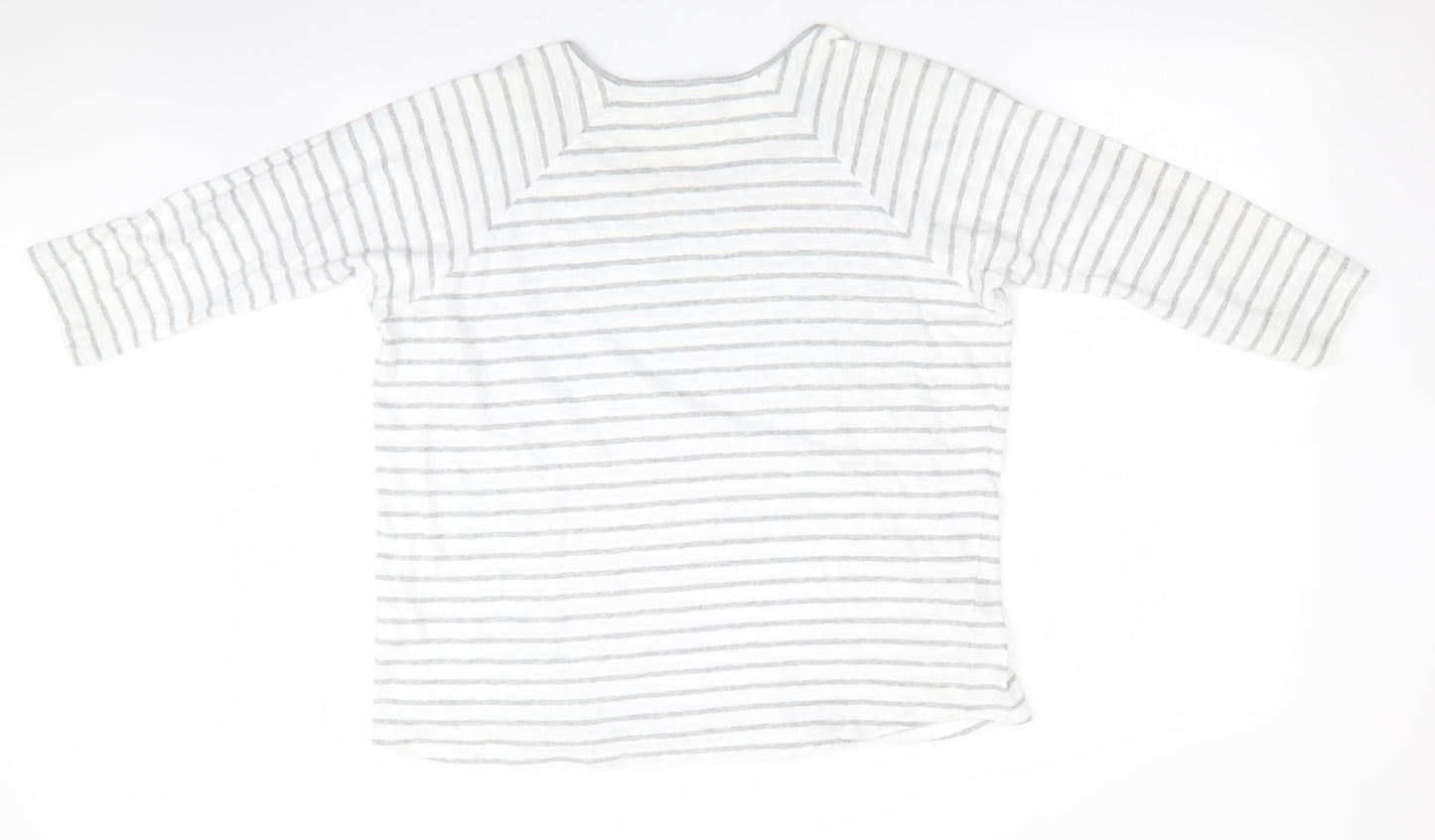 The White Company Womens White Striped  Basic T-Shirt Size L