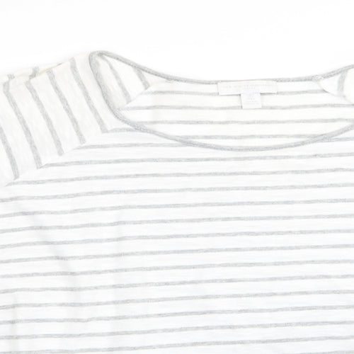 The White Company Womens White Striped  Basic T-Shirt Size L