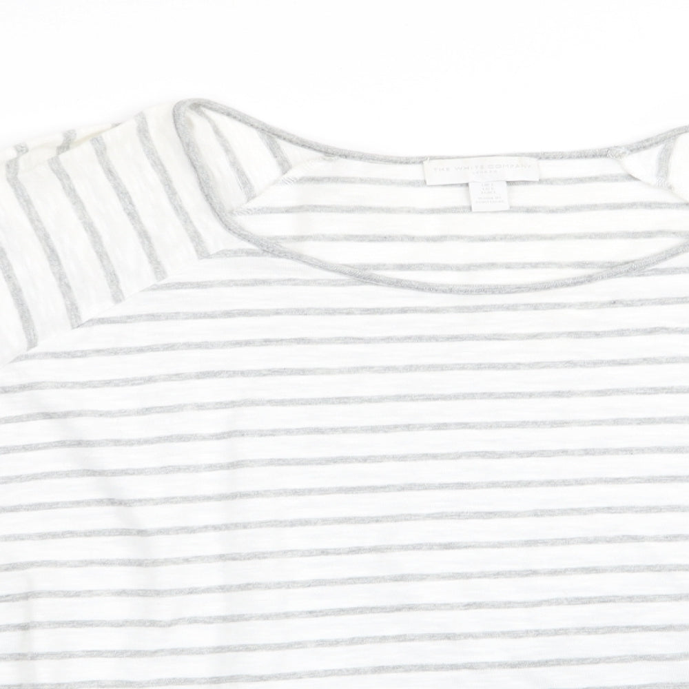 The White Company Womens White Striped  Basic T-Shirt Size L