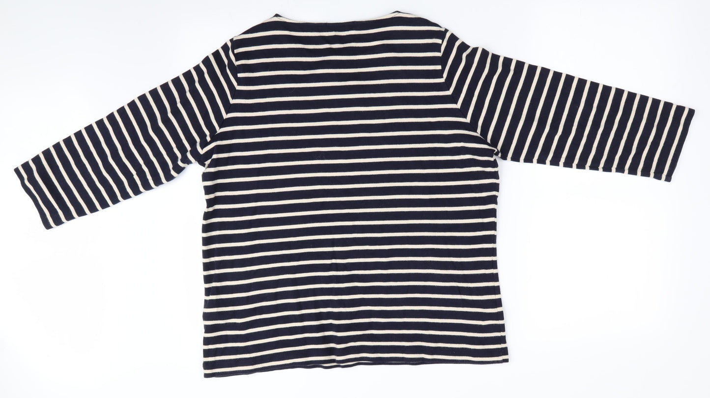 Classc Womens Blue Striped  Pullover Jumper Size 16