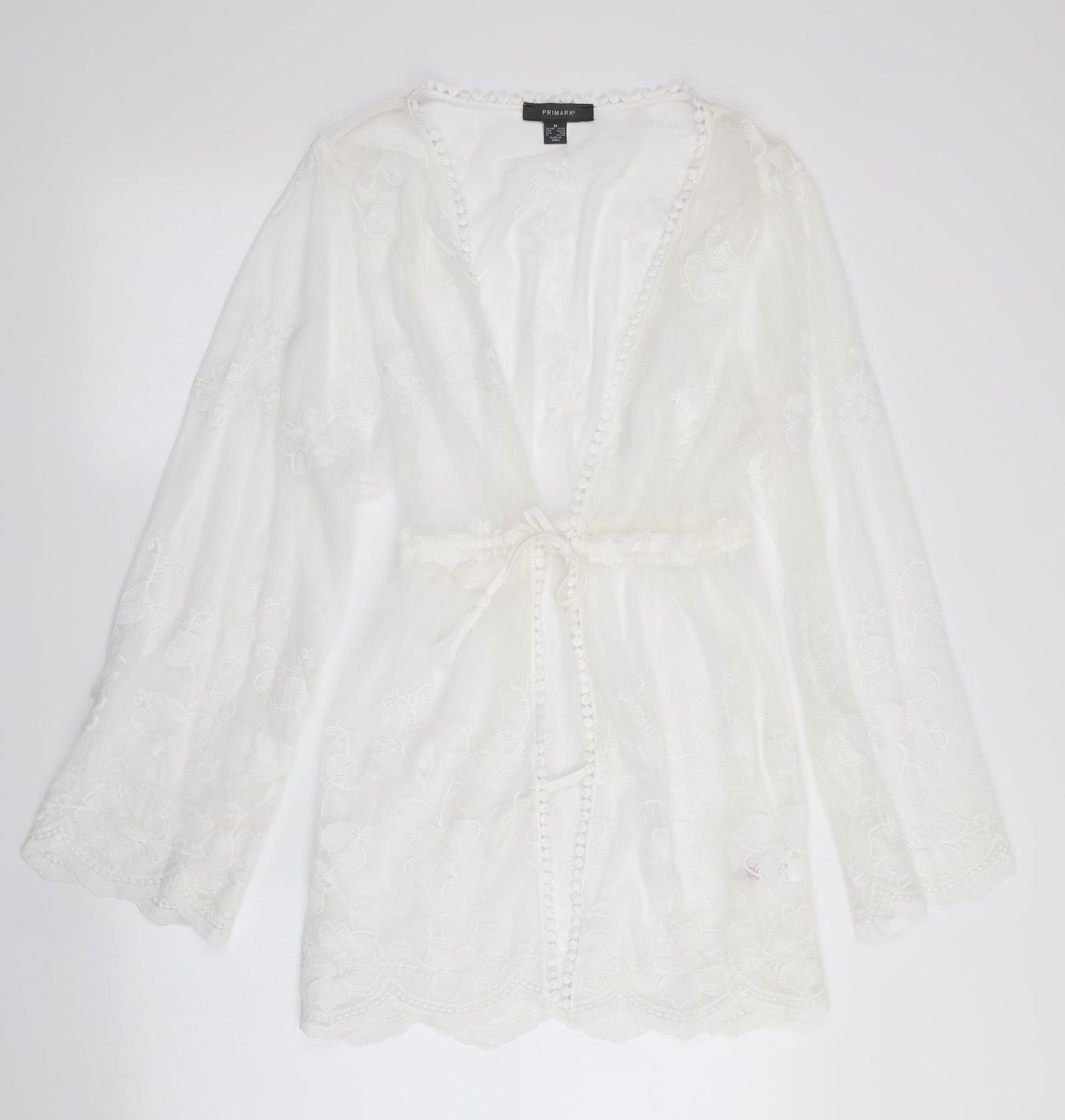 Primark Womens Ivory Floral   Gown Size M  - Sheer Fabric