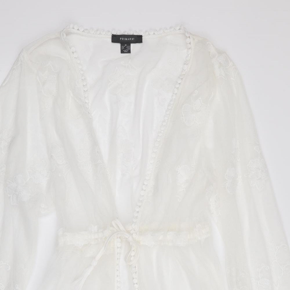 Primark Womens Ivory Floral   Gown Size M  - Sheer Fabric