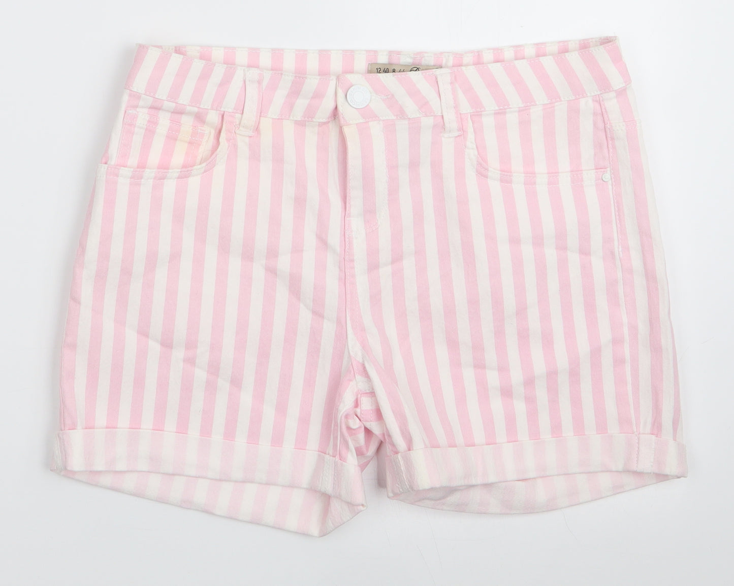Denim Co Womens Pink Striped  Chino Shorts Size 12