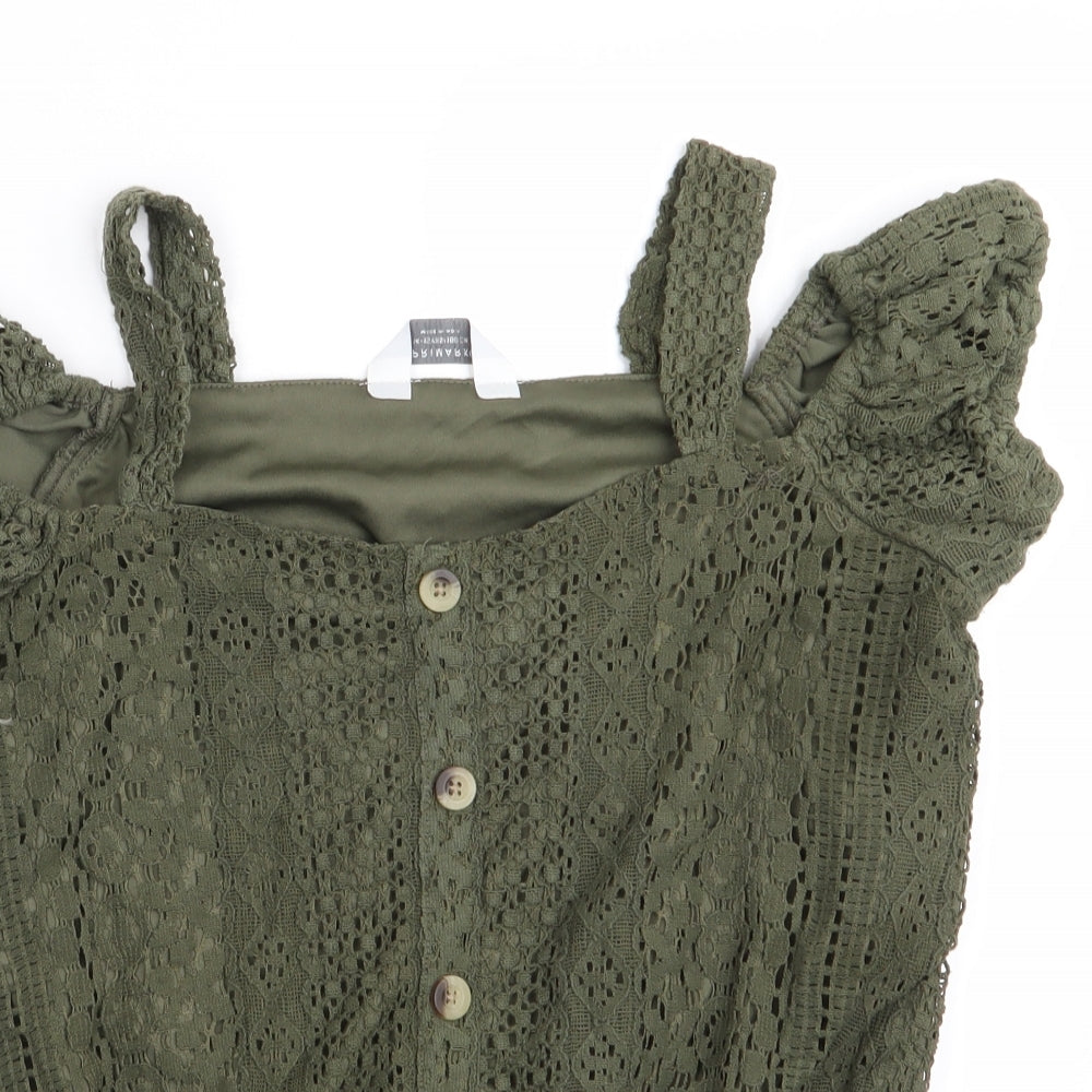 Primark Girls Green Geometric  Pullover Casual Size 14-15 Years  - Off the Should