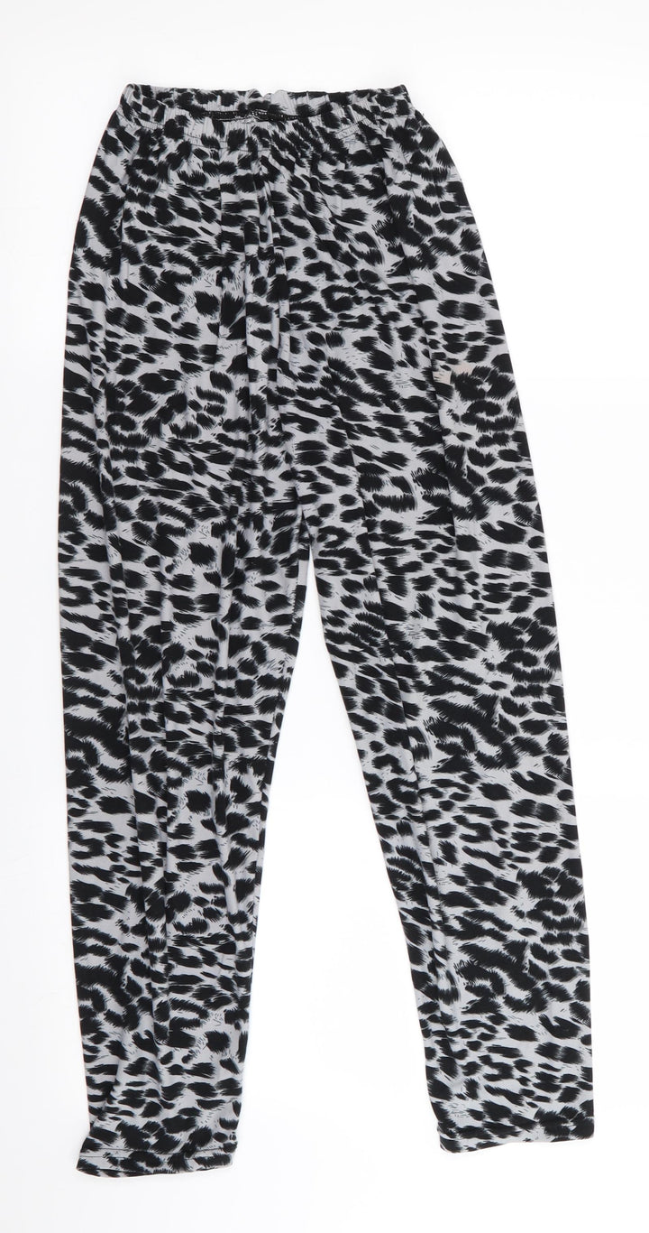 Preworn Girls Black Animal Print  Jegging Trousers