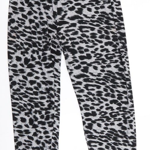 Preworn Girls Black Animal Print  Jegging Trousers