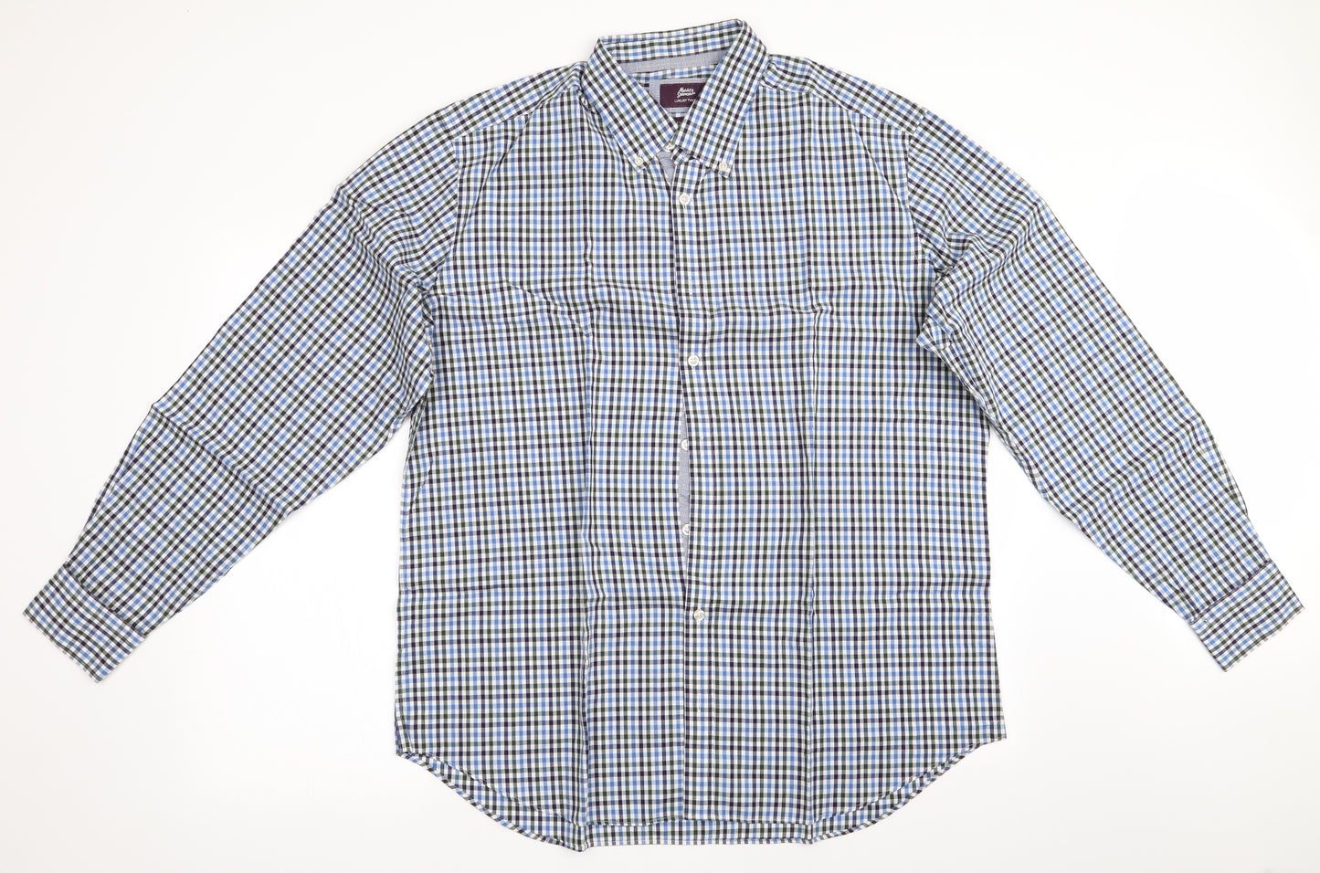 Marks and Spencer Mens Blue Check   Dress Shirt Size 18
