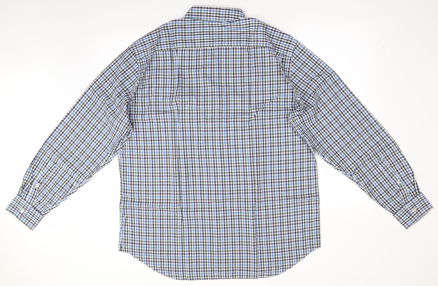 Marks and Spencer Mens Blue Check   Dress Shirt Size 18