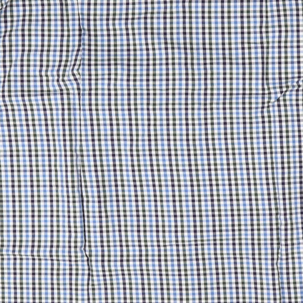 Marks and Spencer Mens Blue Check   Dress Shirt Size 18