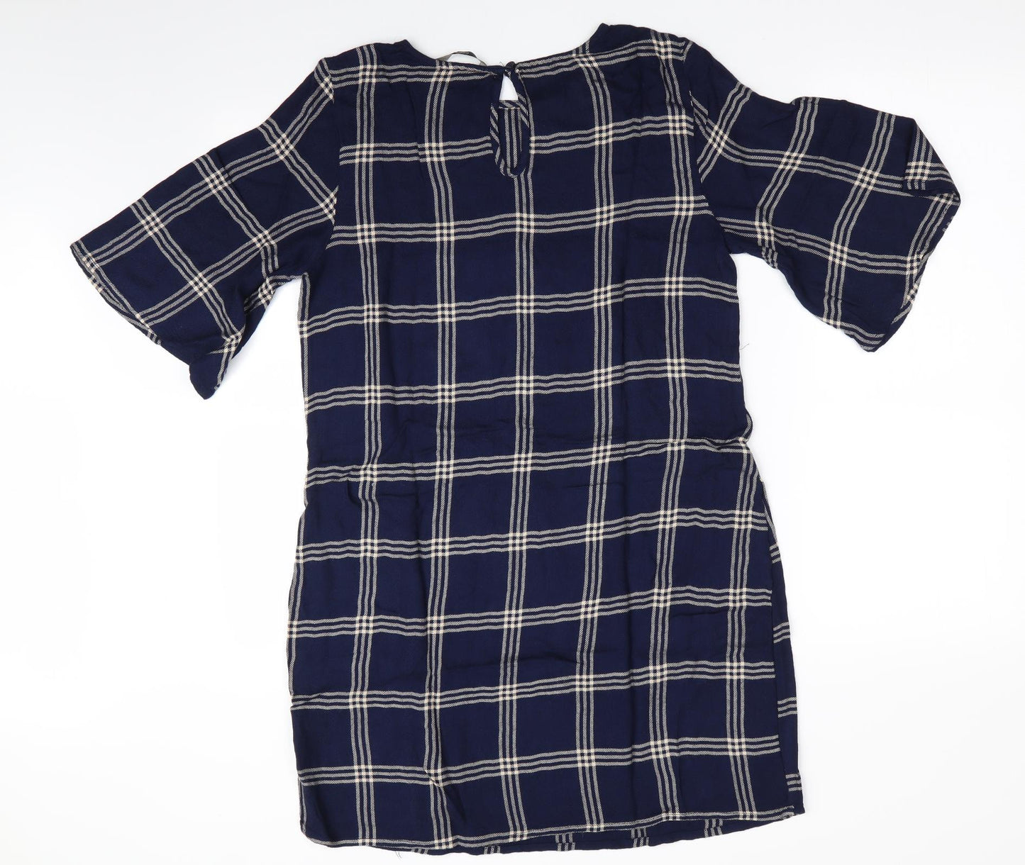 George Womens Blue Check  A-Line  Size 10  - Embroidered Floral
