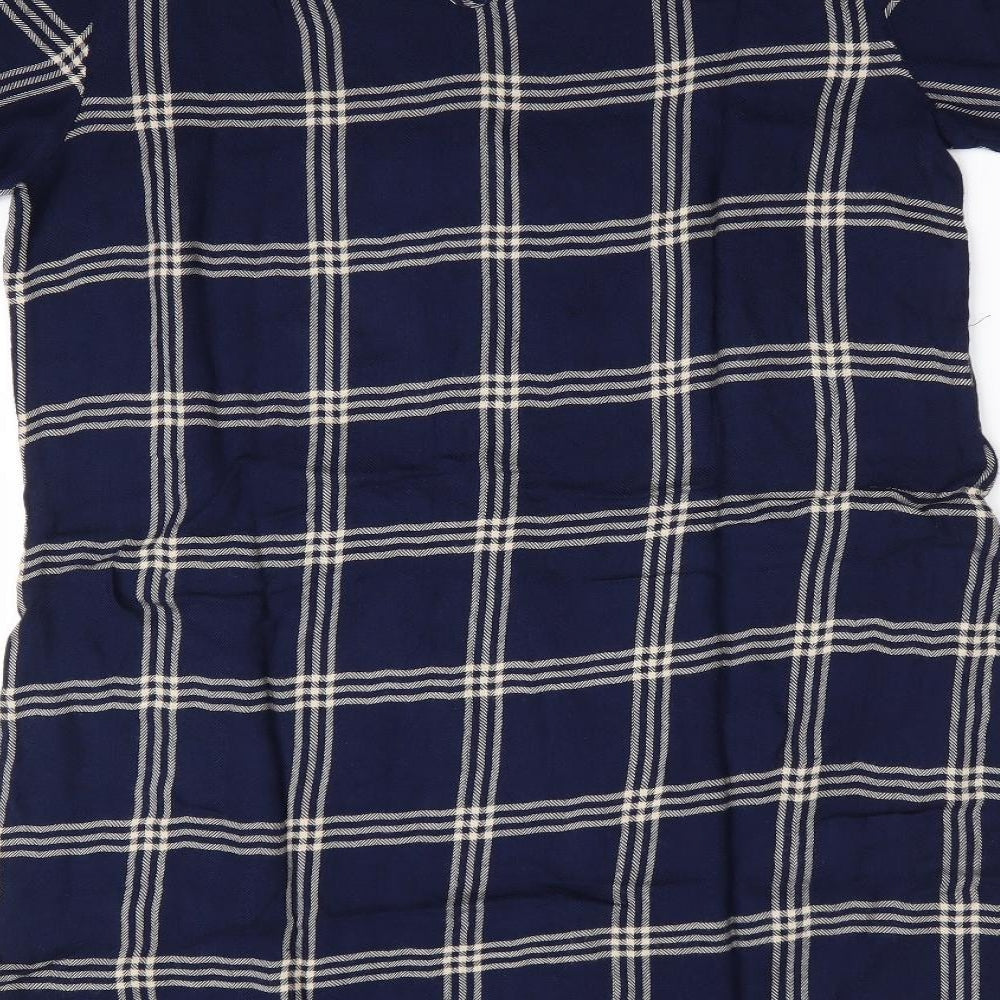 George Womens Blue Check  A-Line  Size 10  - Embroidered Floral