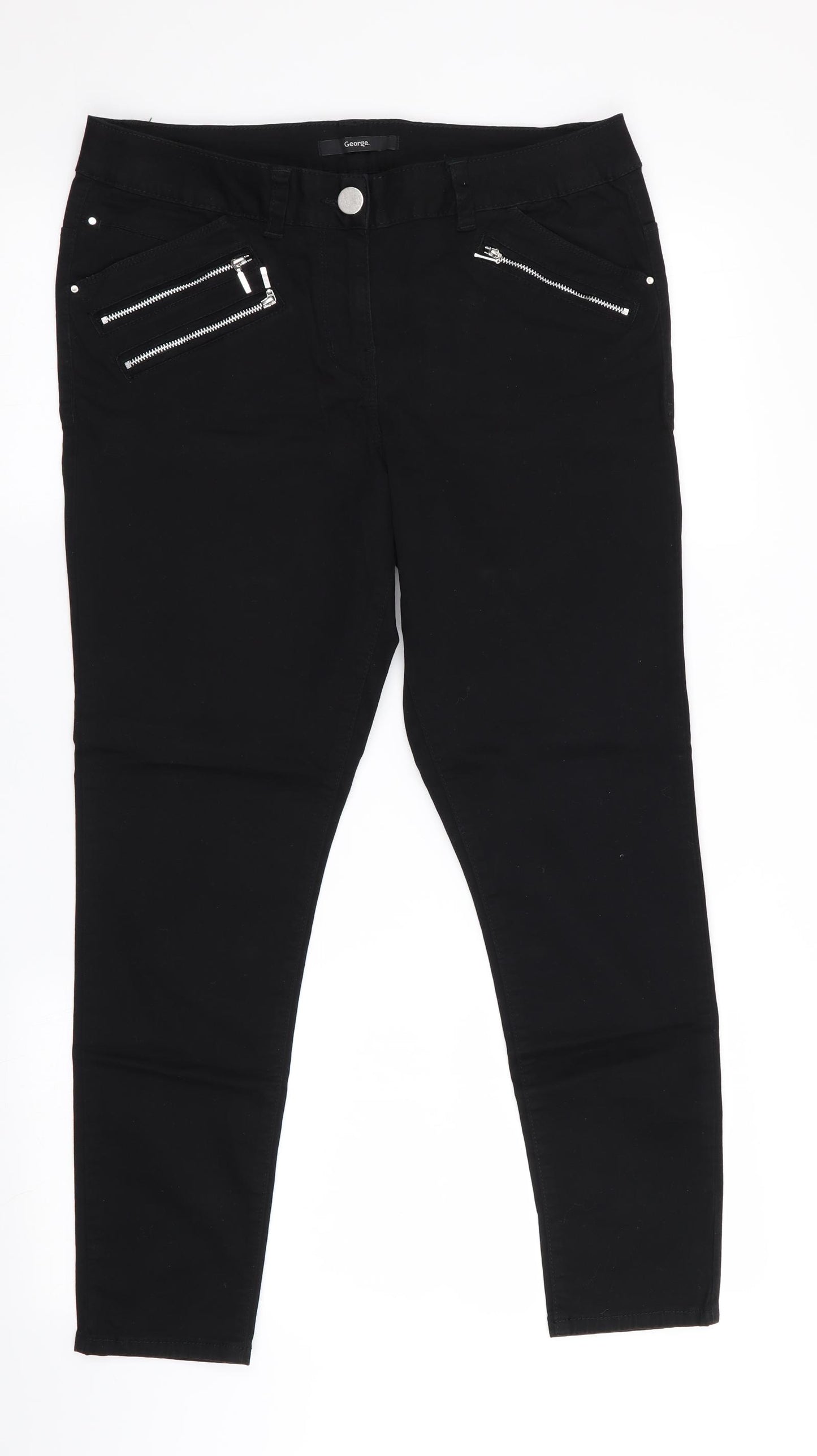 George Womens Black   Cropped Trousers Size 12 L26 in