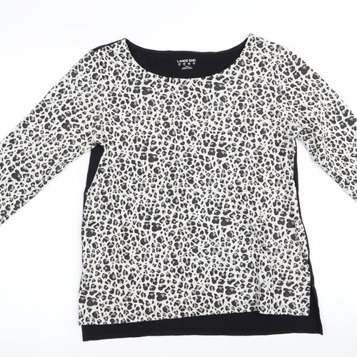Lands' End Womens White Animal Print  Tunic T-Shirt Size XS