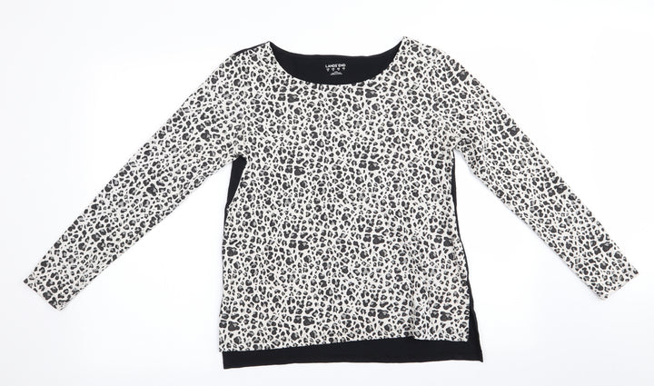 Lands' End Womens White Animal Print Tunic T-Shirt Size XS