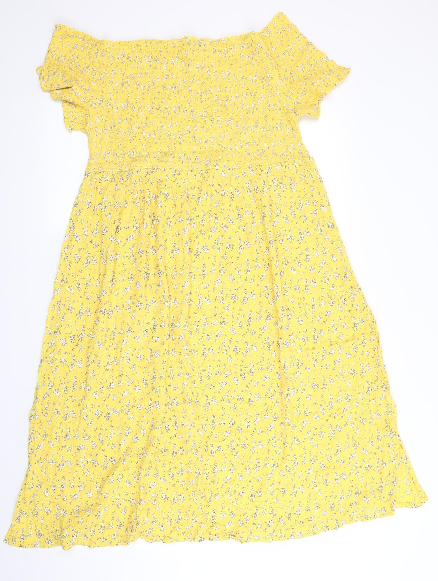 Studio Womens Yellow Floral  A-Line  Size 20  - Smocked top